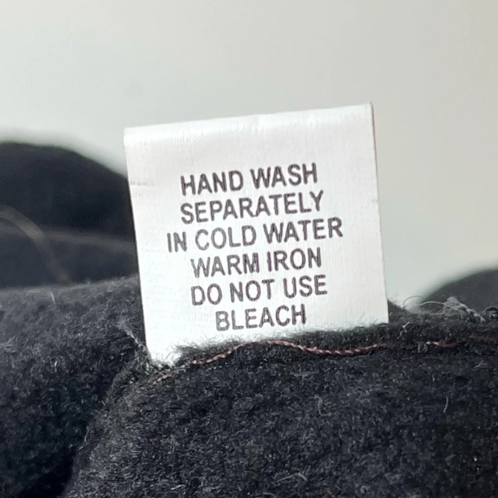 White Skull Design on Black 100% Nepalese Wool Winter Hat with Pom Pom Ties - Picture 3 of 5